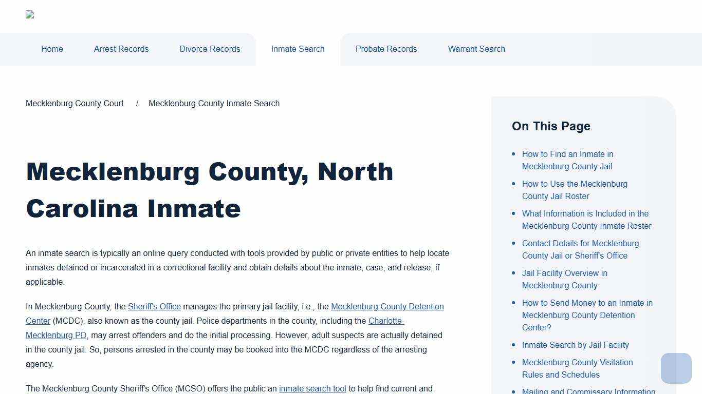 Mecklenburg County Inmate Search Mecklenburg County Court