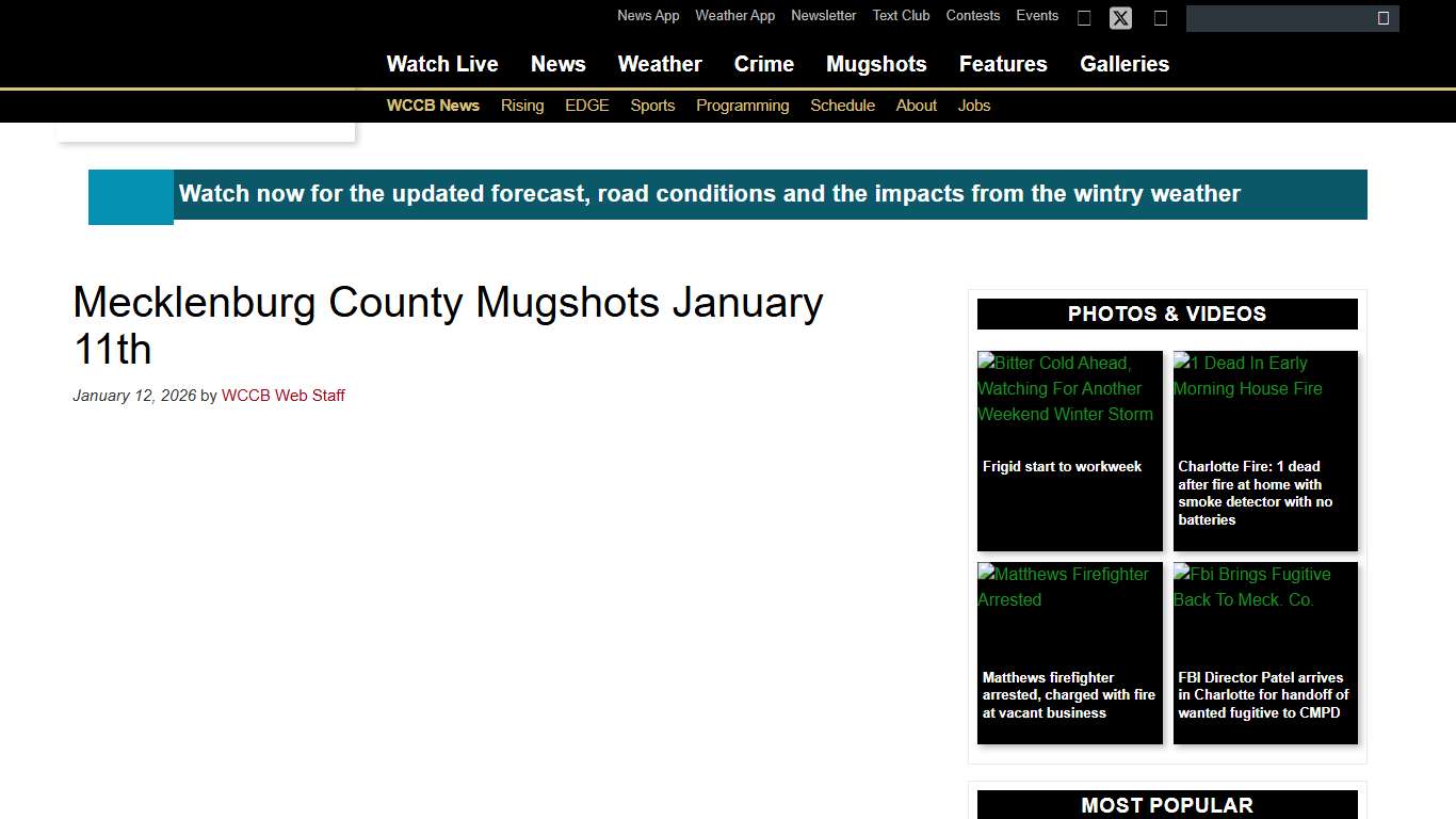 Mecklenburg County Mugshots January 11th - WCCB Charlotte